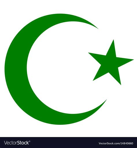Symbol Of Islam Crescent And Star Dark Green Vector Image