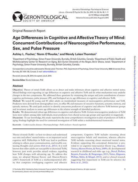 Pdf Age Differences In Cognitive And Affective Theory Of Mind
