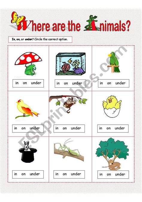 Prepositions Of Place In On Under Esl Worksheet By Anna P