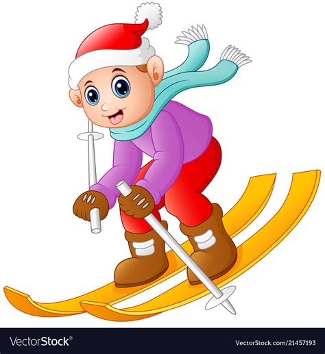 Cartoon Boy Skiing Down Royalty Free Vector Image