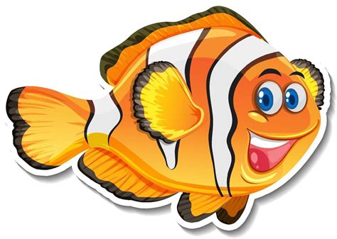 Cute Clownfish Cartoon Character Sticker 3093863 Vector Art At Vecteezy