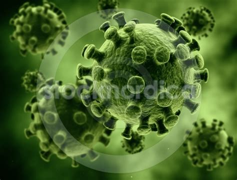 Bacteria Virus Cells Green Under Microscope