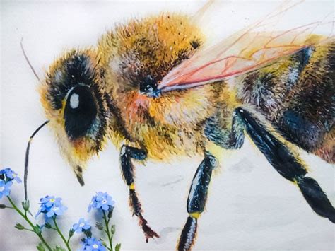 Delicate Honeybee Watercolor Painting