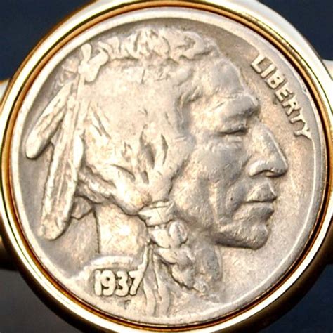 Us 1937 Indian Head Buffalo Nickel 5 Cent Coin Gold Plated Etsy