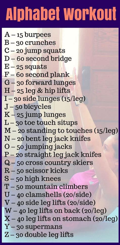 This alphabet workout challenge has different work outs for each letter