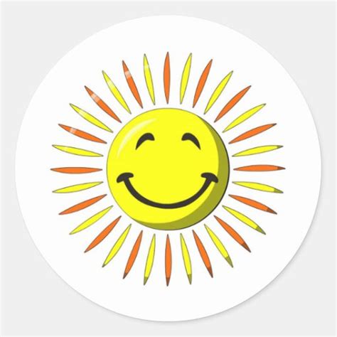 Sunny Smiley Face Classic Round Sticker Zazzle