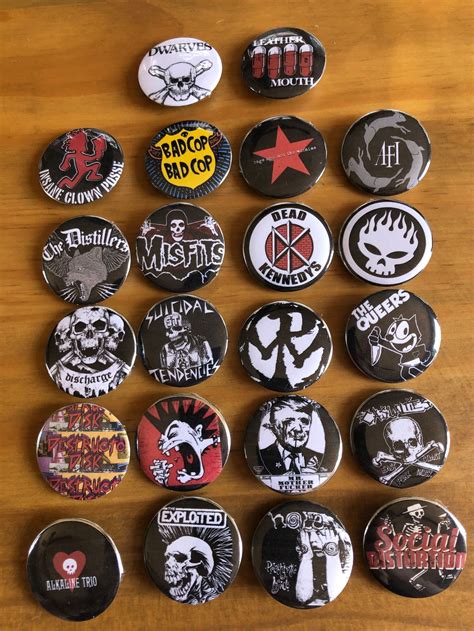 Punk Rock Band Pin Back Buttons Etsy