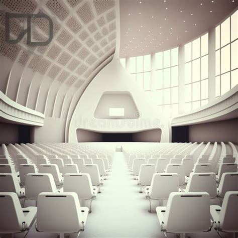 Ai Generated Illustration Of An Empty Futuristic Conference Hall With