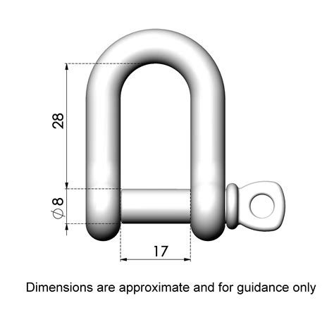 D Shackles Captive Pin 316 M8 Stainless Central