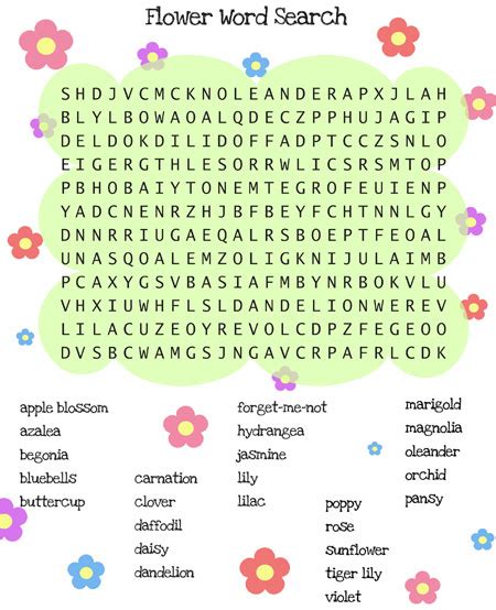 Flower Word Search Printable — Printable
