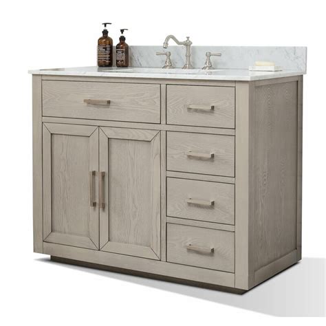 Thaweesuk shop new brown 42 inch bathroom vanity shaker traditional drawers left cabinet sink base bath wall birch solid wood hardwood plywood 42 wide x 34 1/2 high x 21 deep of set. Darby Home Co Gertz 42-Inch (42" ) Bathroom Sink Vanity Set With White Italian Carrara Marble ...