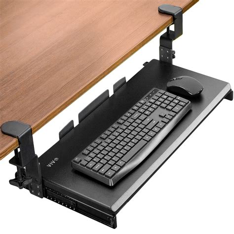 Vivo Large Height Adjustable Under Desk Keyboard Tray C Clamp Mount