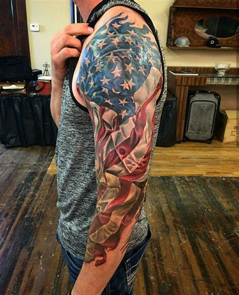 The tat implies the devotion to traditions. More American flag tattoos | American flag tattoo, Flag ...
