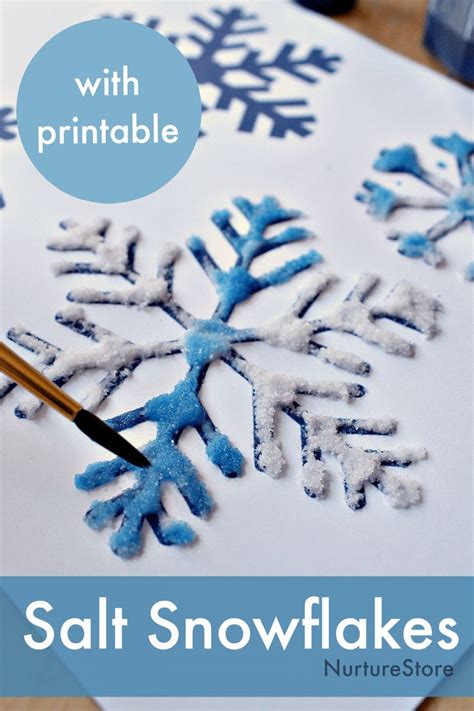 Salt Glue And Watercolor Painting To Make Snowflake Art Nurturestore