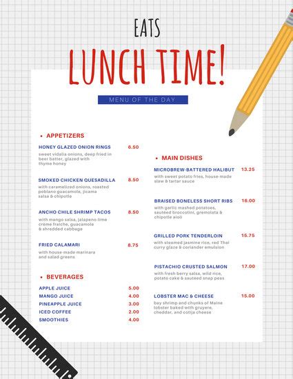 Teal Modern School Lunch Menu Templates By Canva