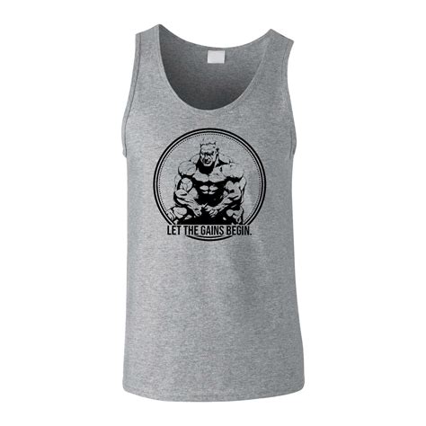 The Gains Begin Mens Gym Vest Bodybuilding Tank Top T Shirt Stringer