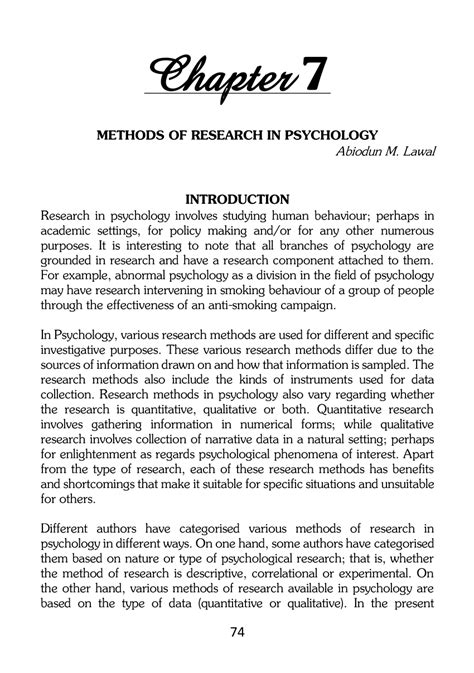 Pdf Chapter 7 Methods Of Research In Psychology