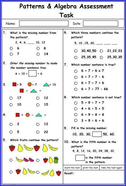 Image Pattern For 8th Graders For Practice Worksheets Worksheet Hero