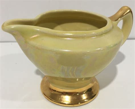 Vintage Cg Warranted Yellow Lustreware 22 Kt Gold Teapot Creamer Ebay