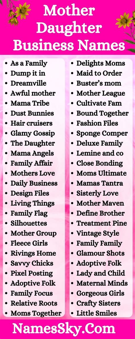 267 Mother Daughter Business Names Ideas List Generator