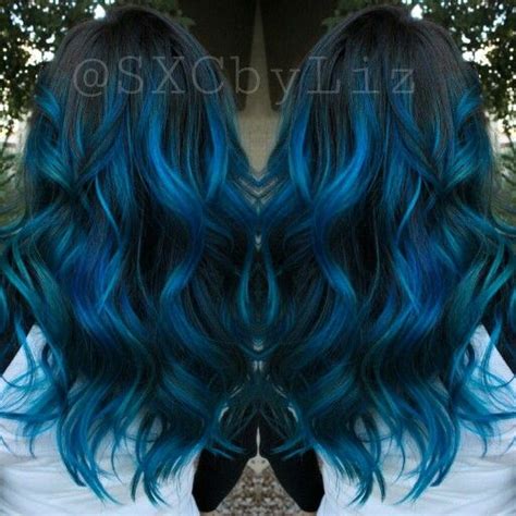 Blue Hair Ombre Balayage Highlights Long Hair Hair Color Crazy Blue