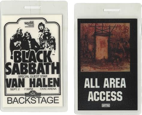 Black Sabbath Pair Of Tour Laminates Us Tour Pass 462519 Tour Passes