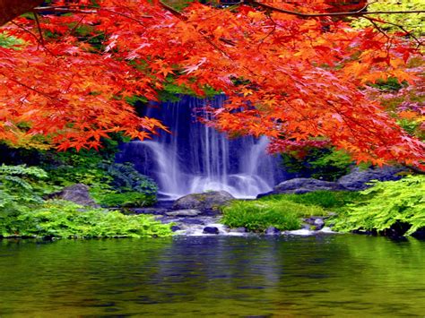 Dreamy Waterfall In Autumn