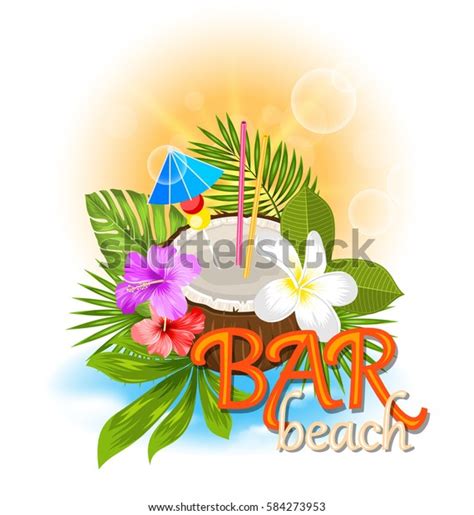 Illustration Beach Bar Background Coconut Cocktail Stock Illustration Shutterstock