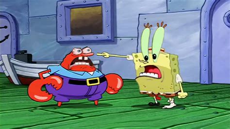 Spongebob And Patrick Fighting In An Animated Scene