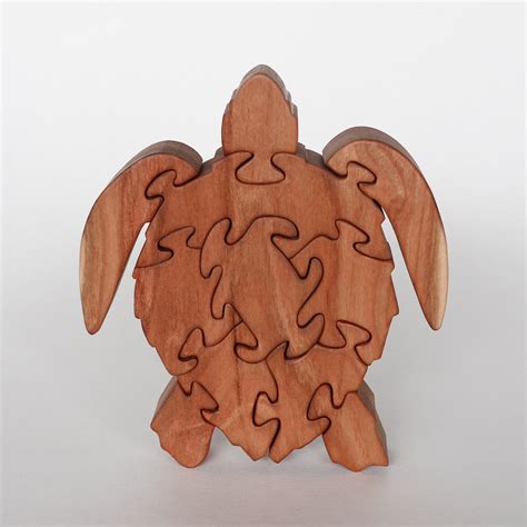 Sea Turtle Wooden Jigsaw Puzzle Handmade Wood Decoration Etsy
