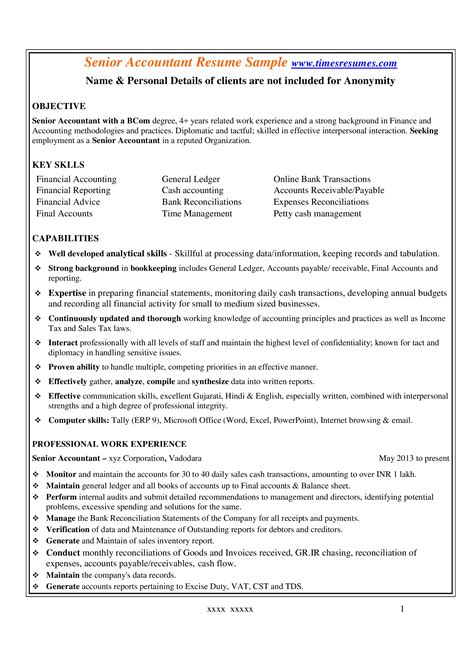 Professional Senior Accountant Resume How To Draft A Professional