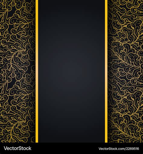 Elegant Black Background With Gold Lace Ornament Vector Image