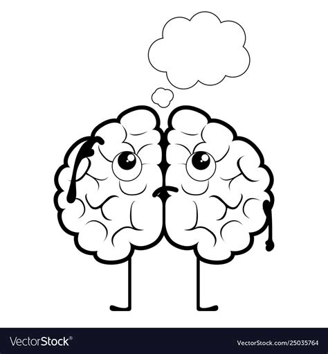 Isolated Thinking Brain Cartoon Royalty Free Vector Image