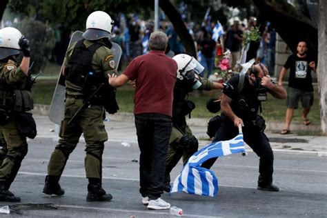 Greek Police Fire Teargas At Macedonia Protesters World News Firstpost