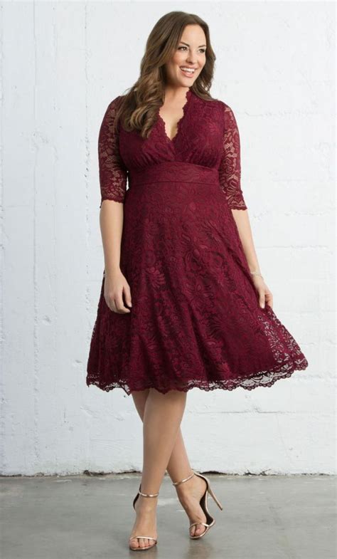 This Stunning Red Lace Plus Size Cocktail Dress Is Simply Stunning