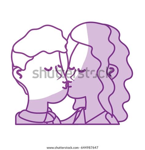 Silhouette Cute Couple Kissing Romantic Scene Stock Vector Royalty