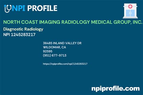 North Coast Imaging Radiology Medical Group Inc Npi 1245283217