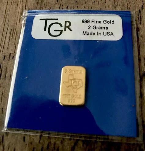 2 Gram Gold Bar Tgr Assay Bullion 9999 Fine Made In Usa Texas Stamp