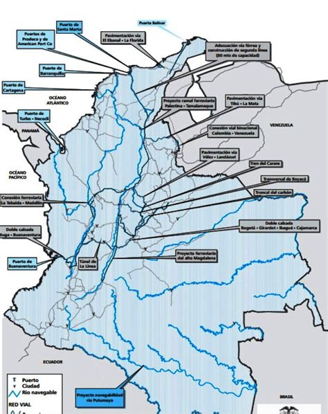 Mapa De Colombia Con Sus Principales Rios