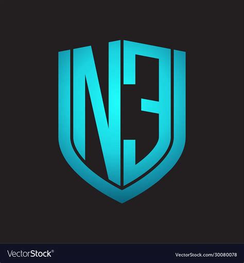 Ne Logo Monogram With Emblem Shield Design Vector Image