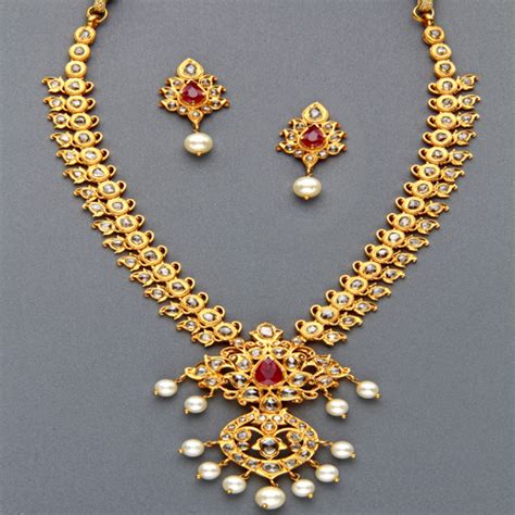 Indian Jewellery And Clothing Polki Necklace Sets From Mangatrai