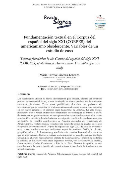 Pdf Fundamentación Textual En El Corpus Del Español Del Siglo