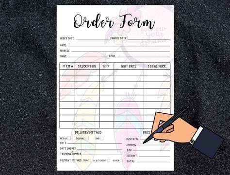 Order Form Template Printable Custom Order Form Order Form For Crafters Order Form Template