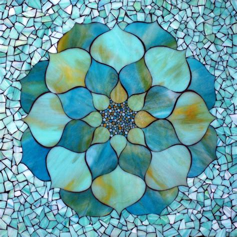Kasia Mosaics Turquoise Lotus Flower