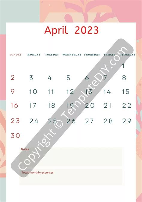 April 2023 Calendar Printable Template With Holidays In Wordexcel In