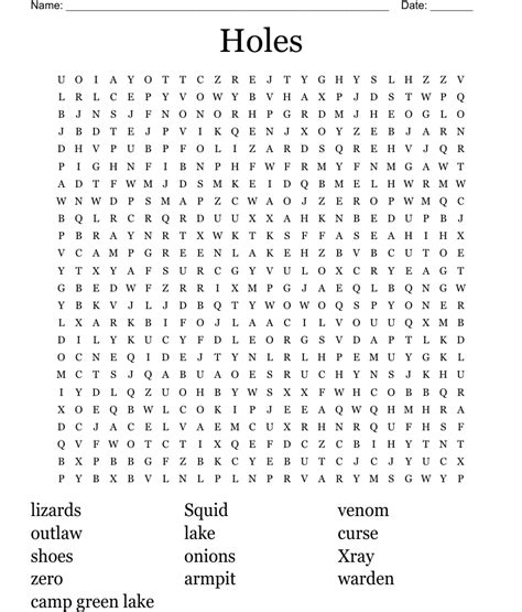 Holes Word Search Wordmint
