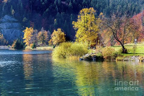 Unusual Colors Of Autumn Beautiful View Of The Mountain Lake S