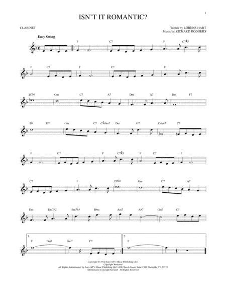 isn t it romantic by rodgers and hart lorenz hart digital sheet music for clarinet solo