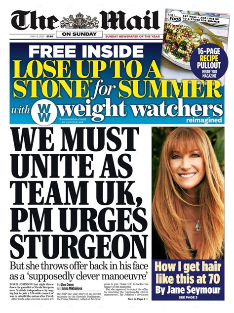 Mail On Sunday Front Page 9th Of May 2021 Tomorrows Papers Today