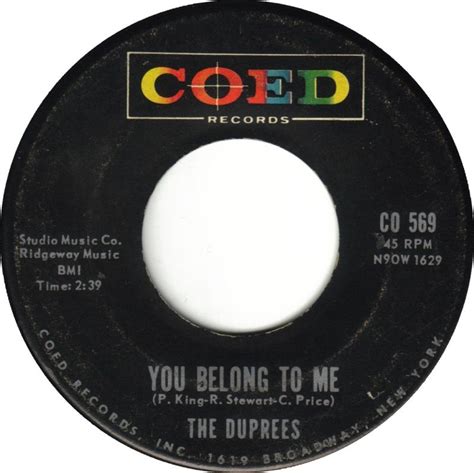 You Belong To Me The Duprees 1962 Oldies Music Music Memories Music Radio